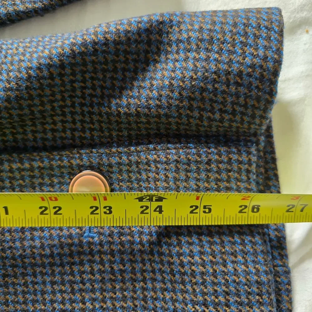 Vintage St. Sophia Paris Double Breasted Wool Blazer Houndstooth Navy EU42 USM - Picture 10 of 10